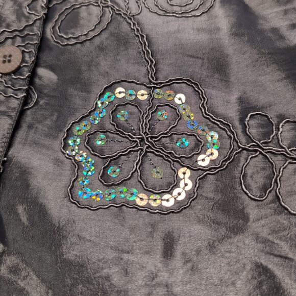 Susan Graver Sequin Embroidered Jacket Women's Plus Size 1X Green/Brown Dressy - Picture 6 of 16